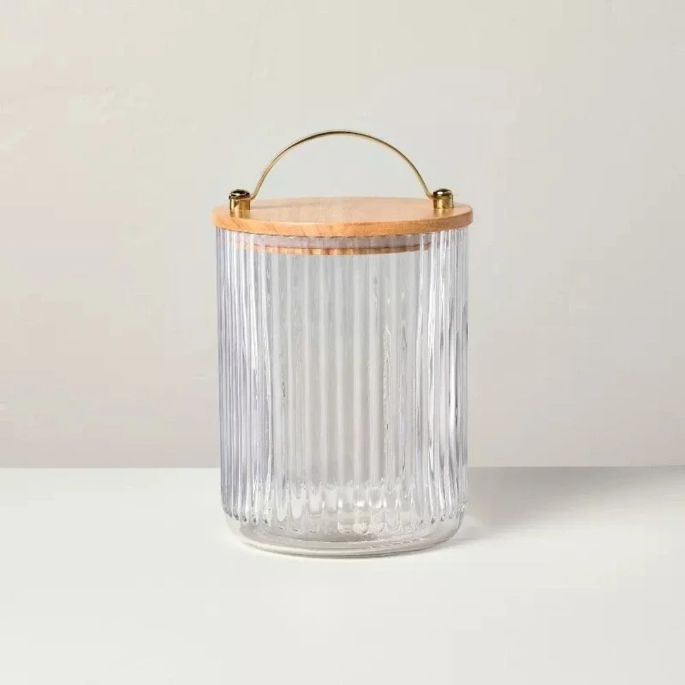 53oz Fluted Glass Storage Canister with Wood Lid - Hearth & Hand Magnolia Target